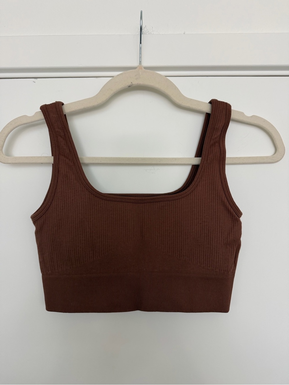 Amazon Ribbed Scoop Neck Bralette - Chocolate Brown